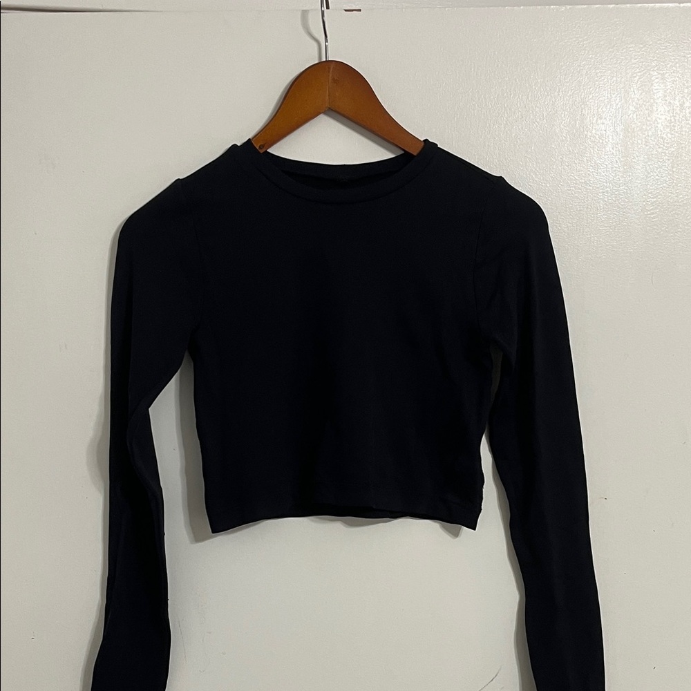 Garage Black Long Sleeve Crop Top